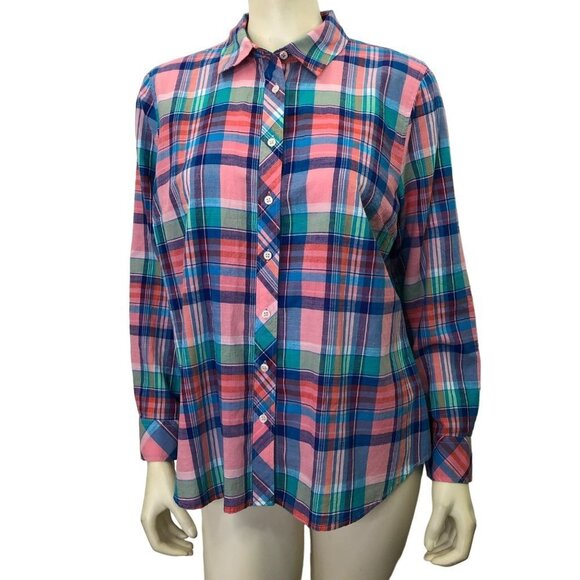 TALBOTS COTTON BUTTON UP LONG SLEEVE‎ TOP PET LG - Picture 1 of 5